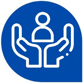 Icône de deux mains recueillant une personne représentant la page des Services d'Aide à la Personne